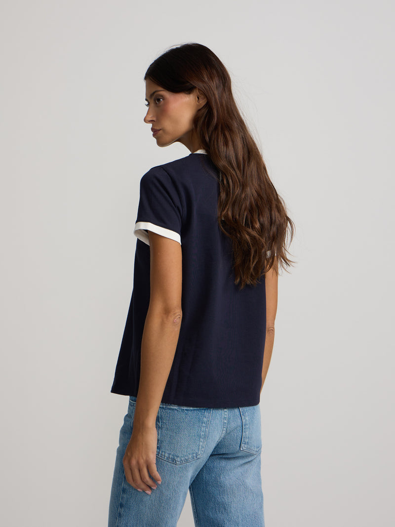 Camisola mulher silbon raquete contraste azul