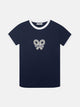 Silbon women's t-shirt with blue contrast racket