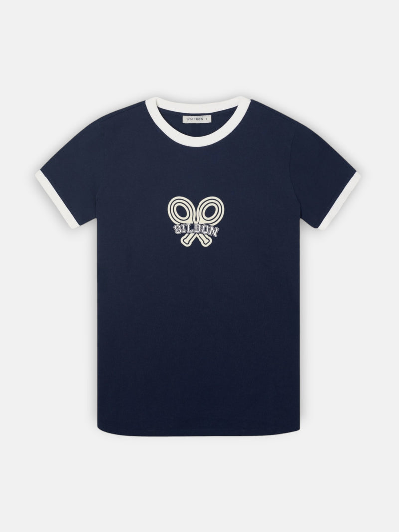Camisola mulher silbon raquete contraste azul