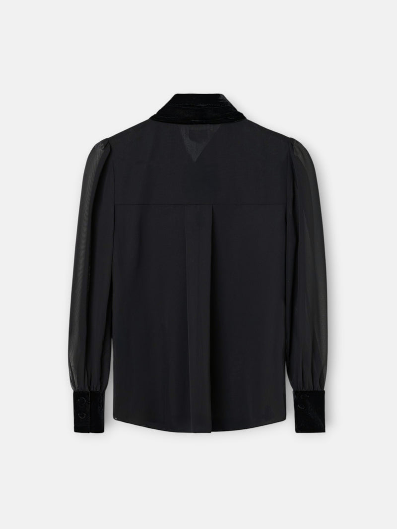 Camisa lazada terciopelo gasa negro