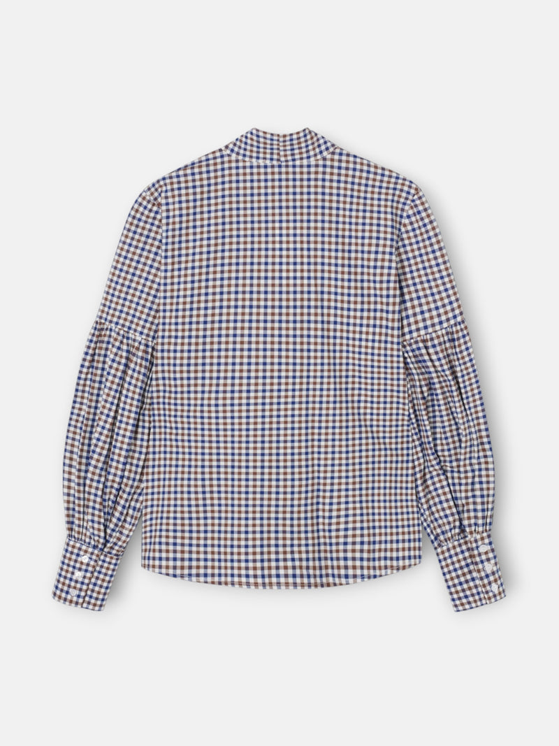 Camisa lazada cuadros azul marino y marron