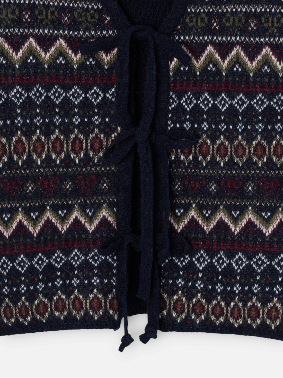 Colete único em malha jacquard com laços azul-marinho
