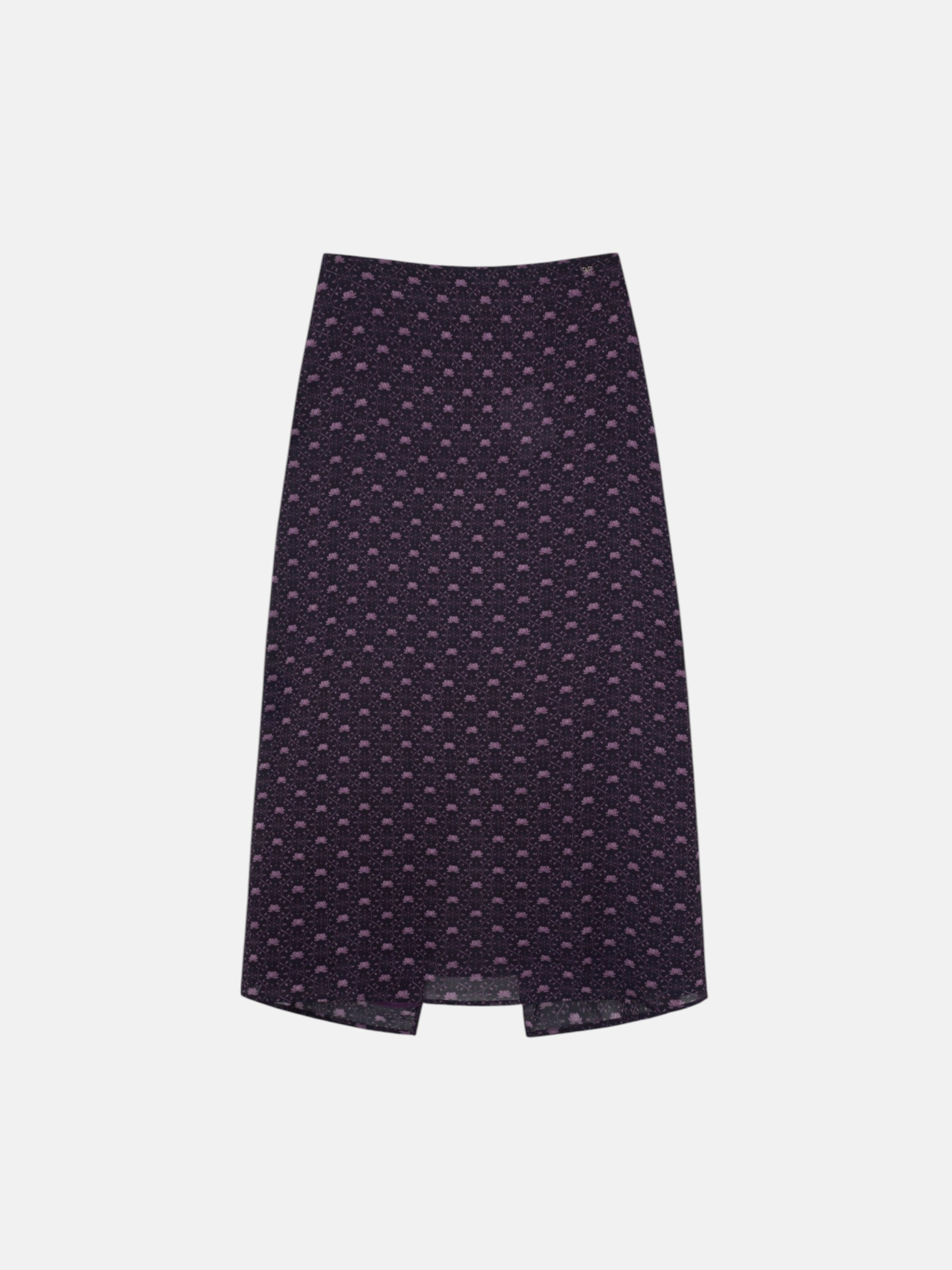 Falda midi lazada estampado morado
