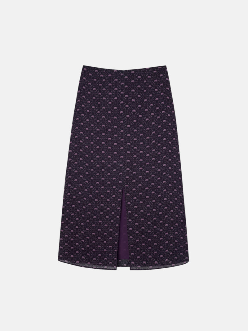 Saia midi com laço estampado roxo