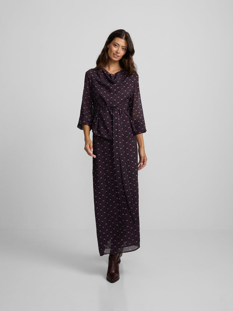 Saia midi com laço estampado roxo