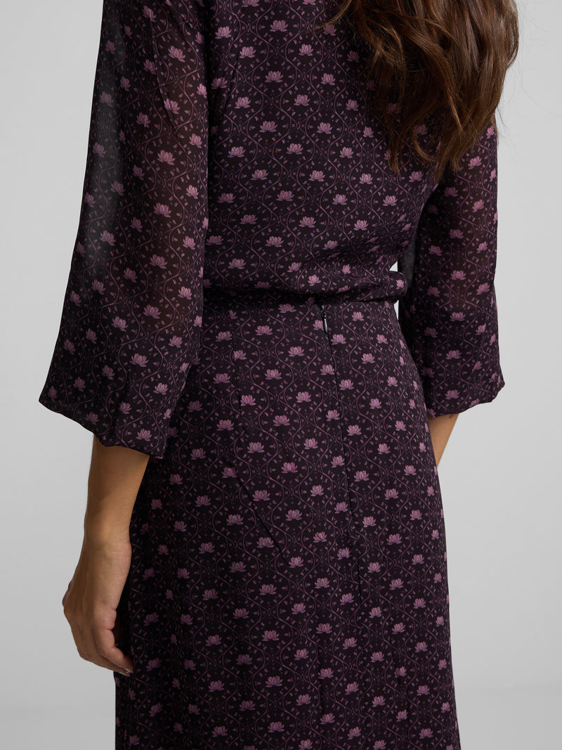 Saia midi com laço estampado roxo