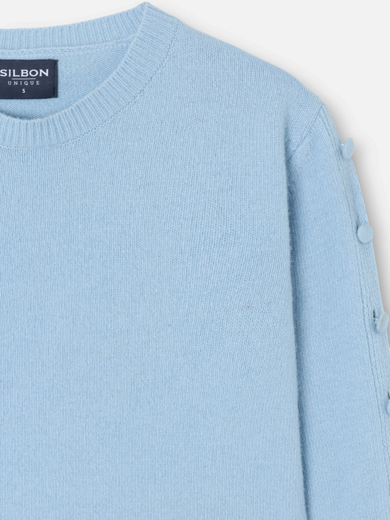 Pull unique à boutons manches bleu ciel