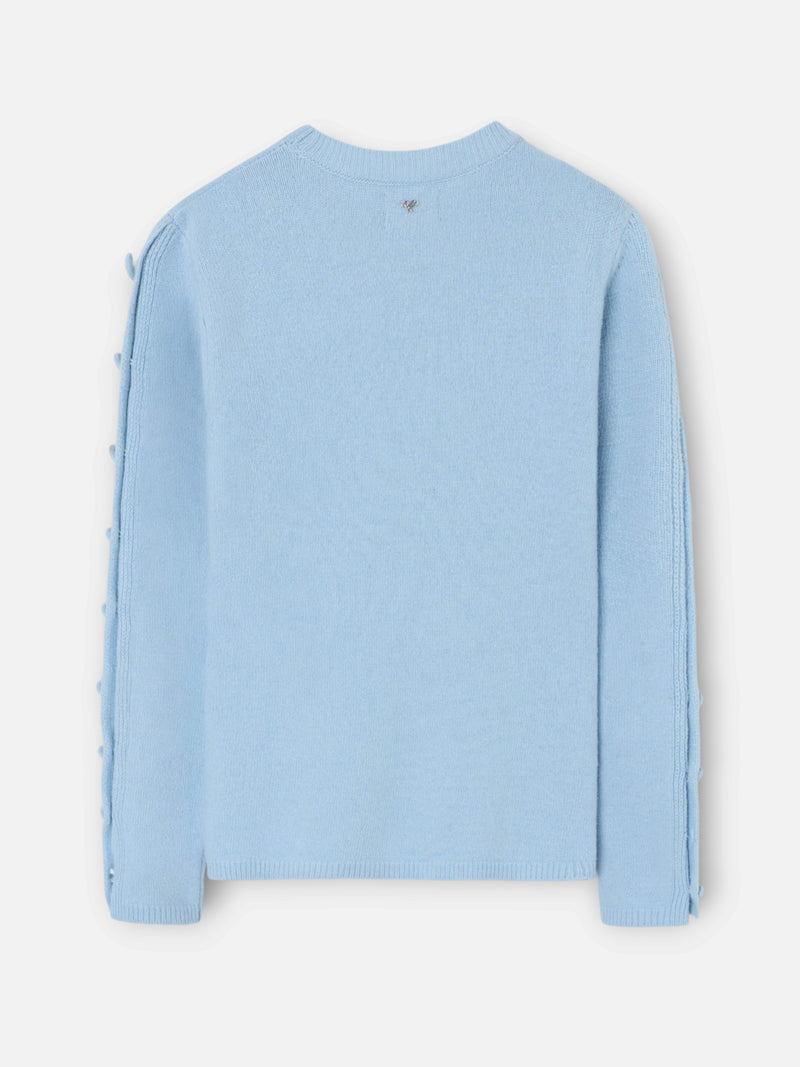 Pull unique à boutons manches bleu ciel