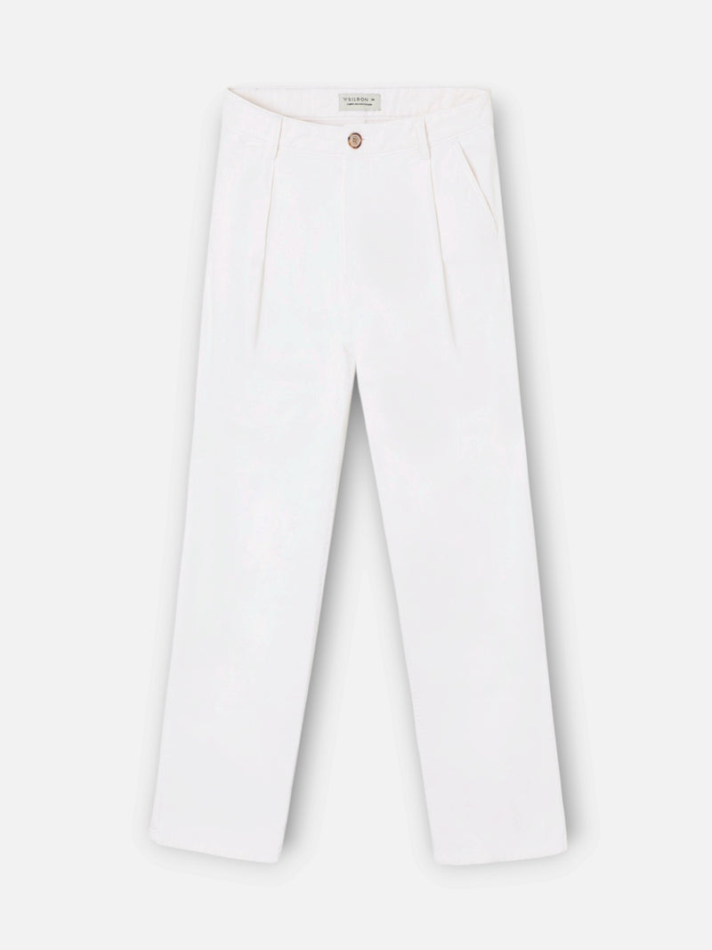 Pantalon large à pinces unique blanc
