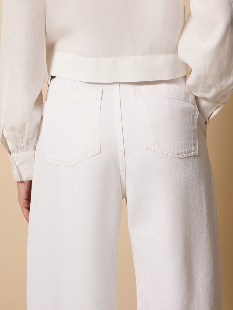 Pantalon large à pinces unique blanc