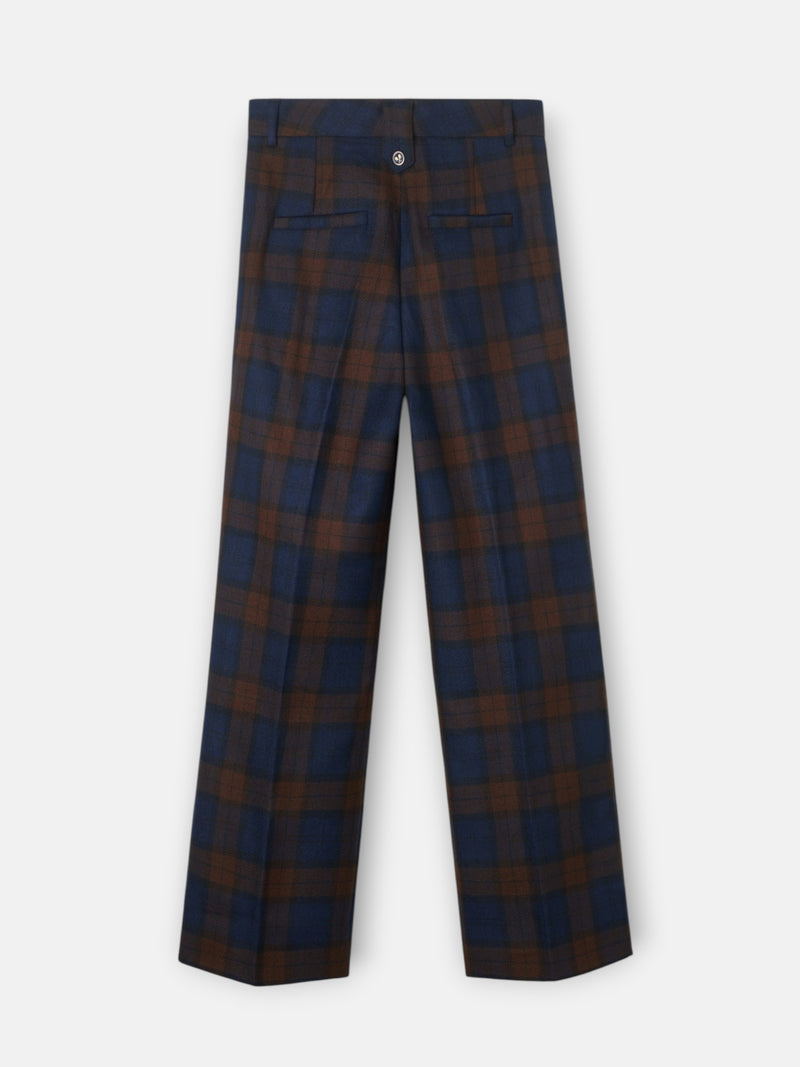 Pantalon cuadros azul marino y marron