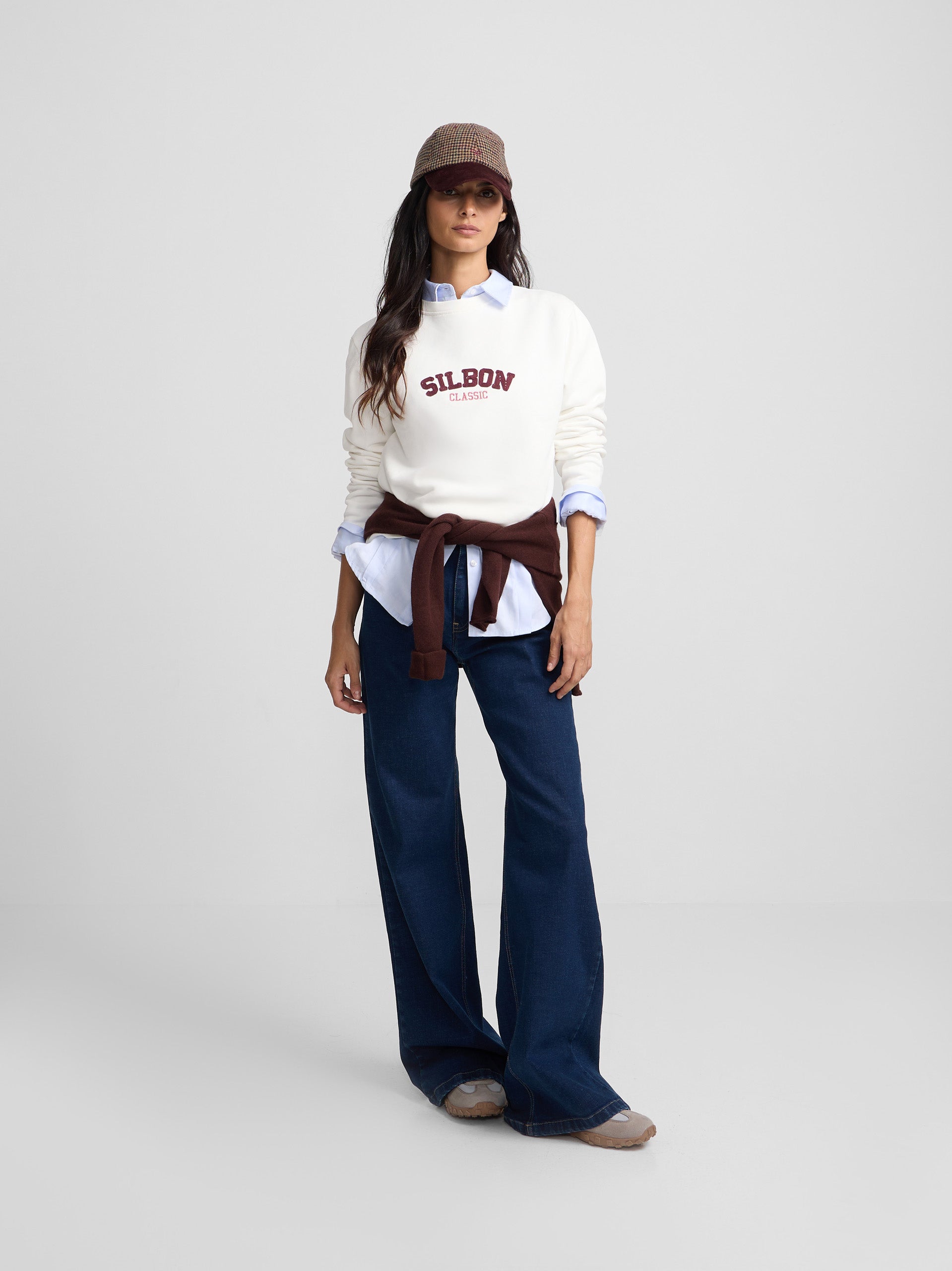 Blue denim flare pants