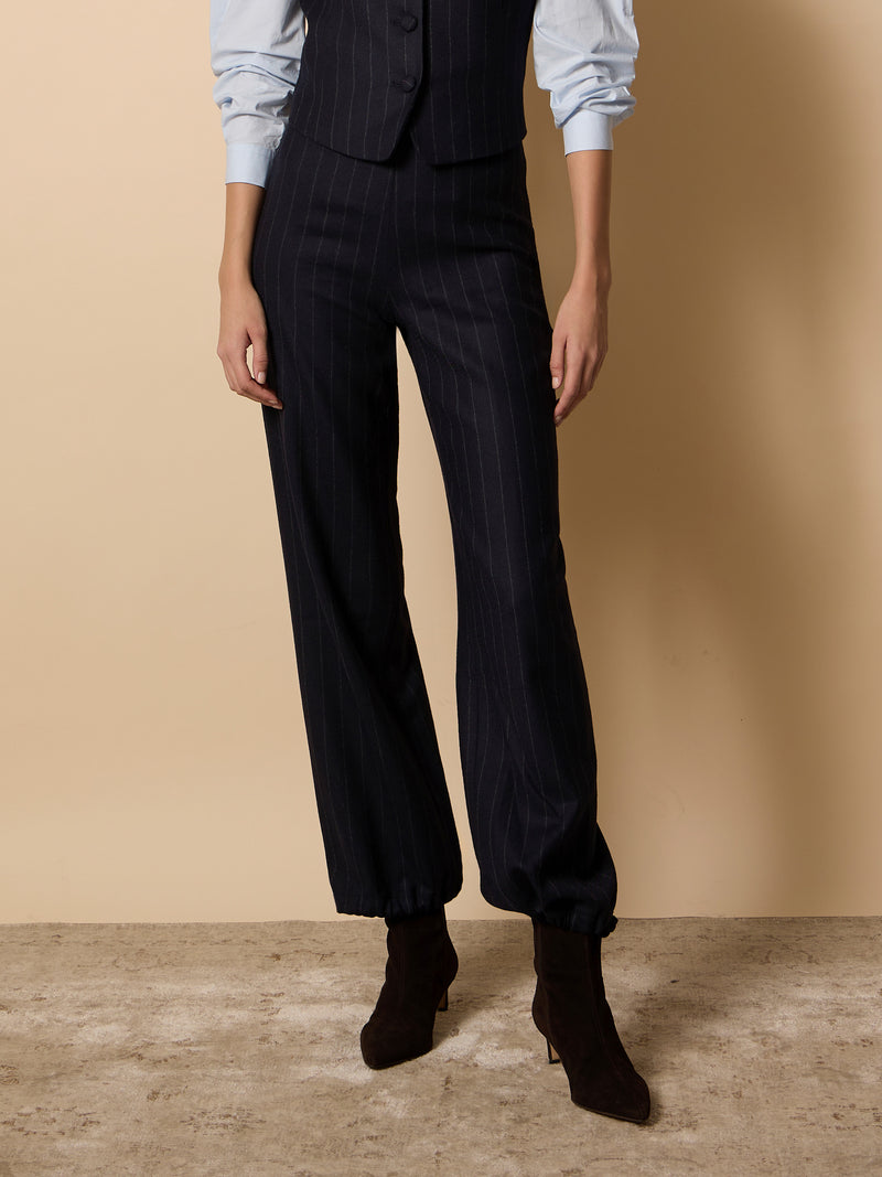 Pantalon unique bombacho rayas diplomaticas azul marino
