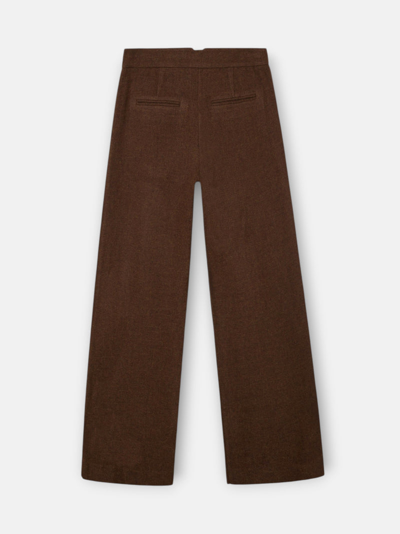 Pantalón recto sarga marron