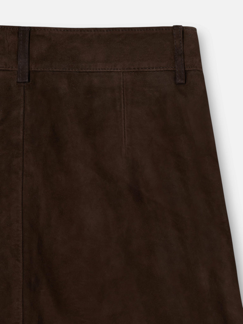 Pantalon piel ante pinzas marron