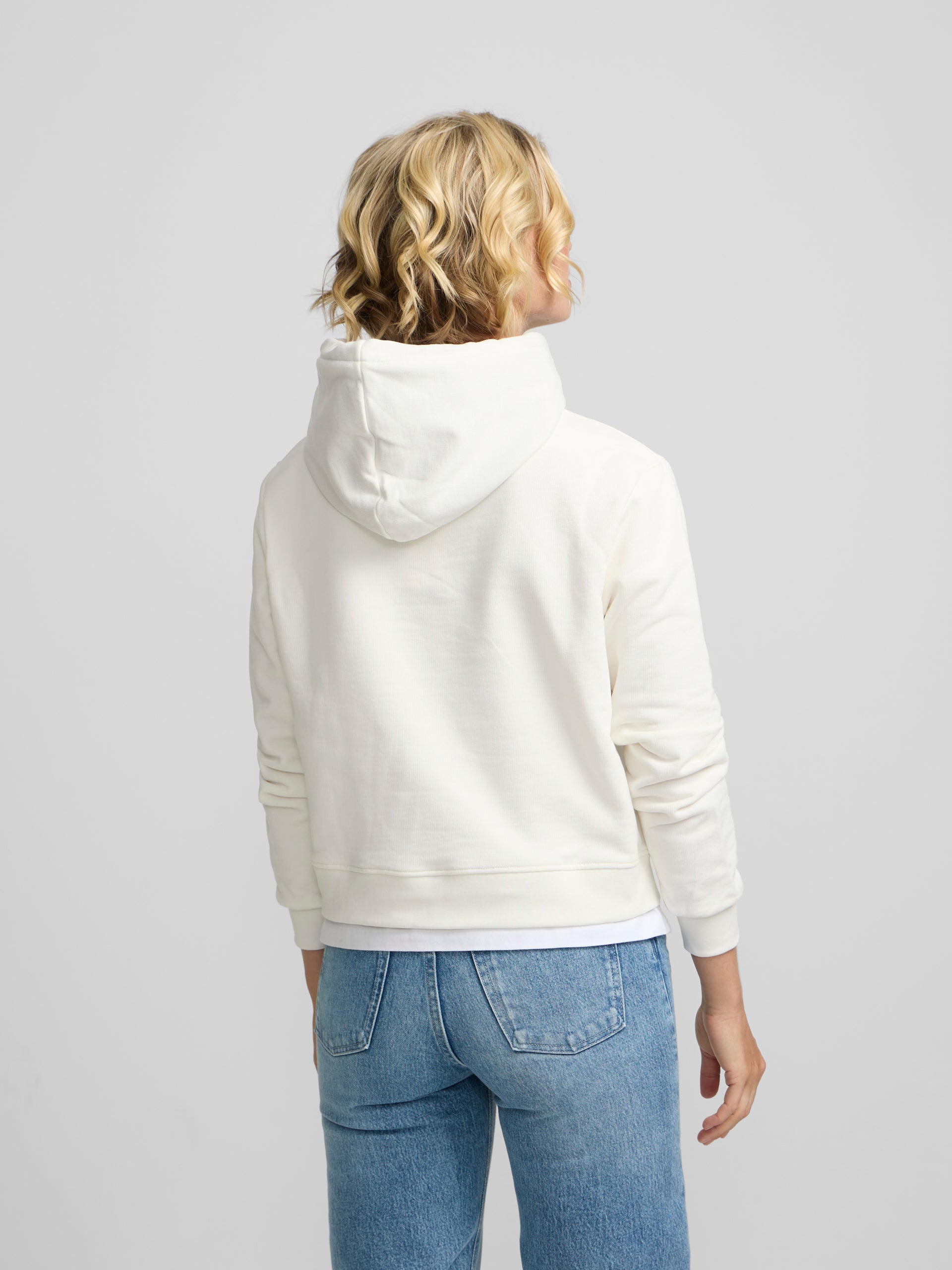 Sweat à capuche femme avec imprimé raquette écru