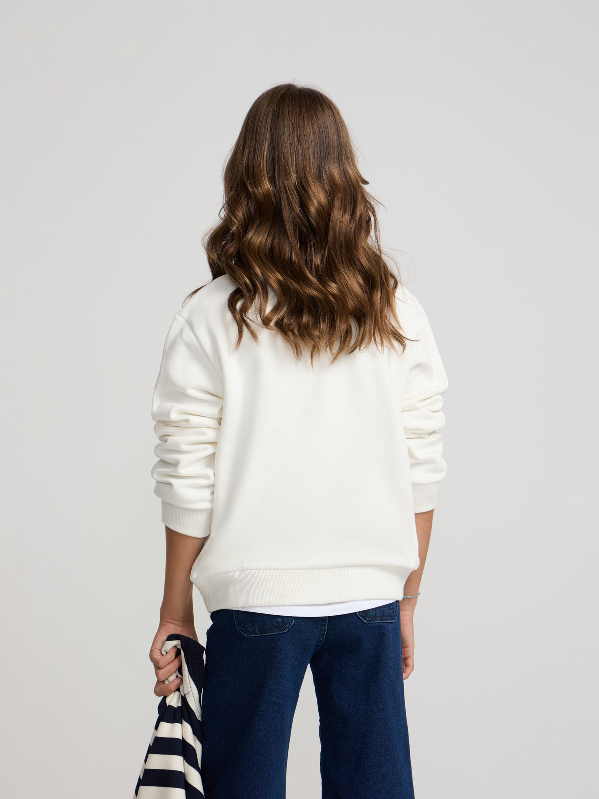 Beige polo neck sweatshirt for girls