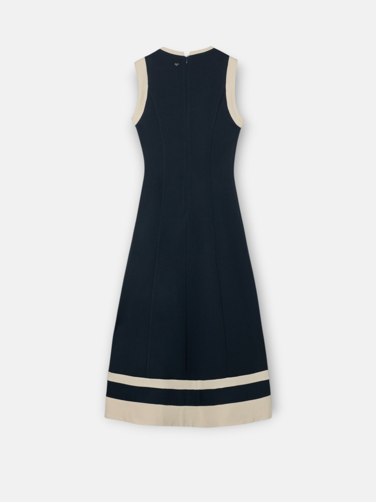 Vestido midi com contrastes azul-marinho