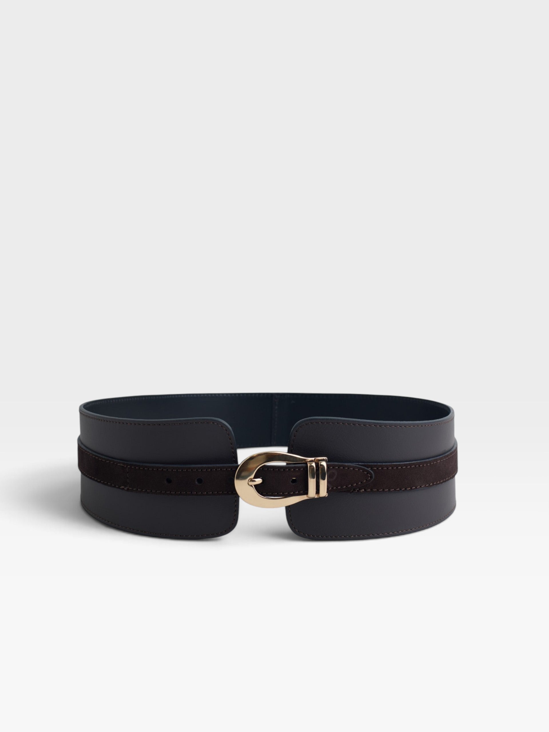 Brown leather cummerbund belt