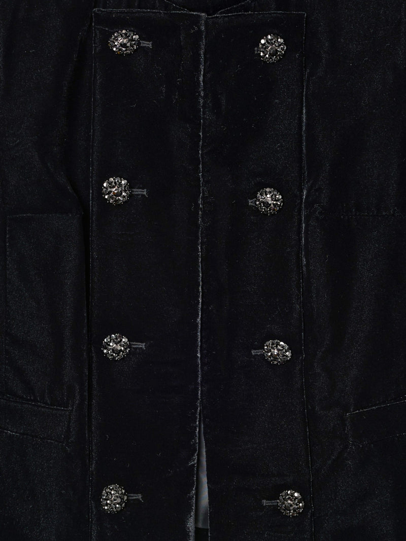 Chaqueta corta terciopelo botones negro