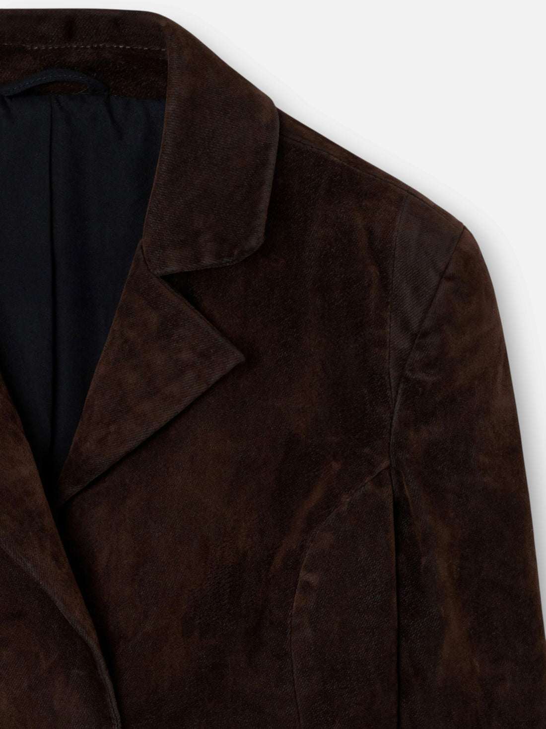 Unique cropped brown flocked blazer