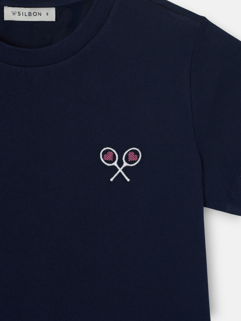 Camiseta mulher lucky love azul-marinho