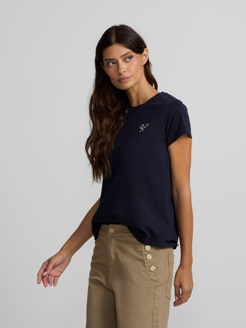 Camiseta mulher lucky love azul-marinho