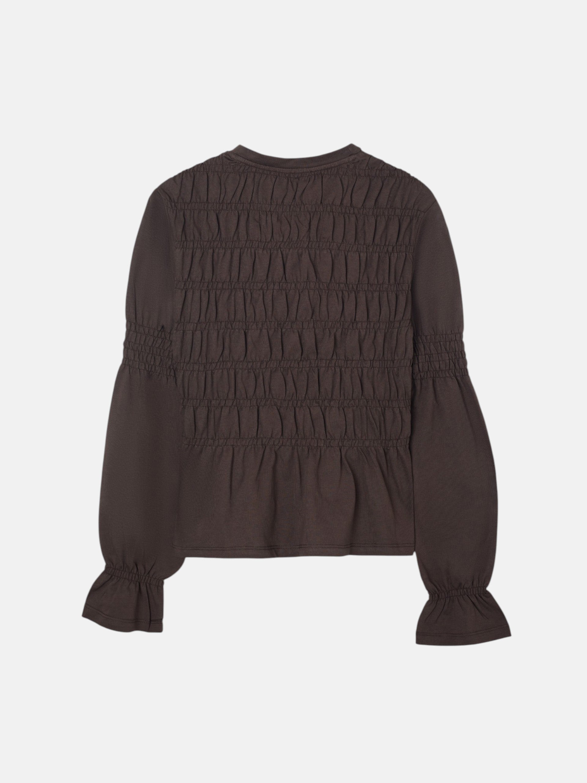 T-shirt femme manches longues smocks marron
