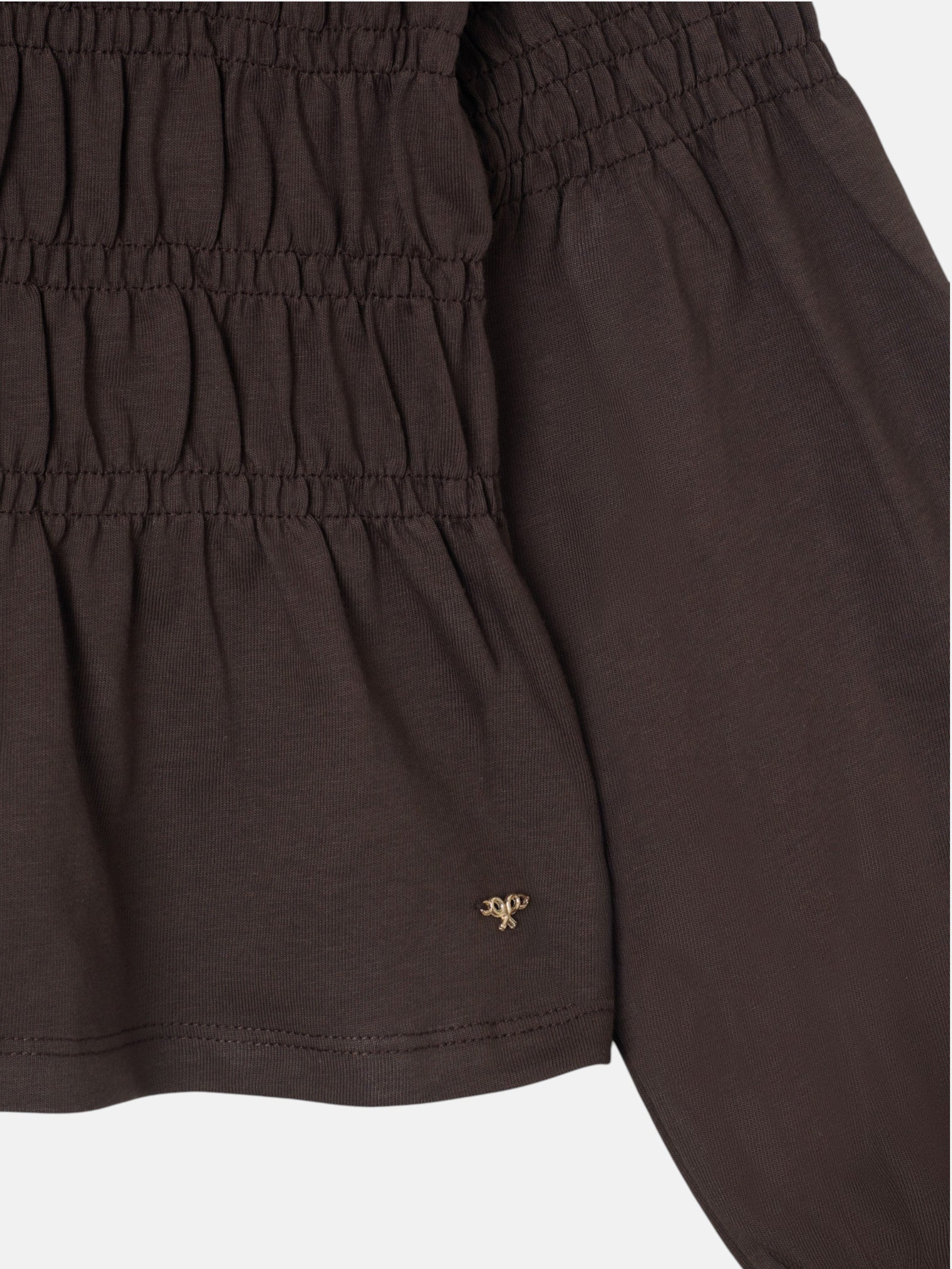 T-shirt femme manches longues smocks marron