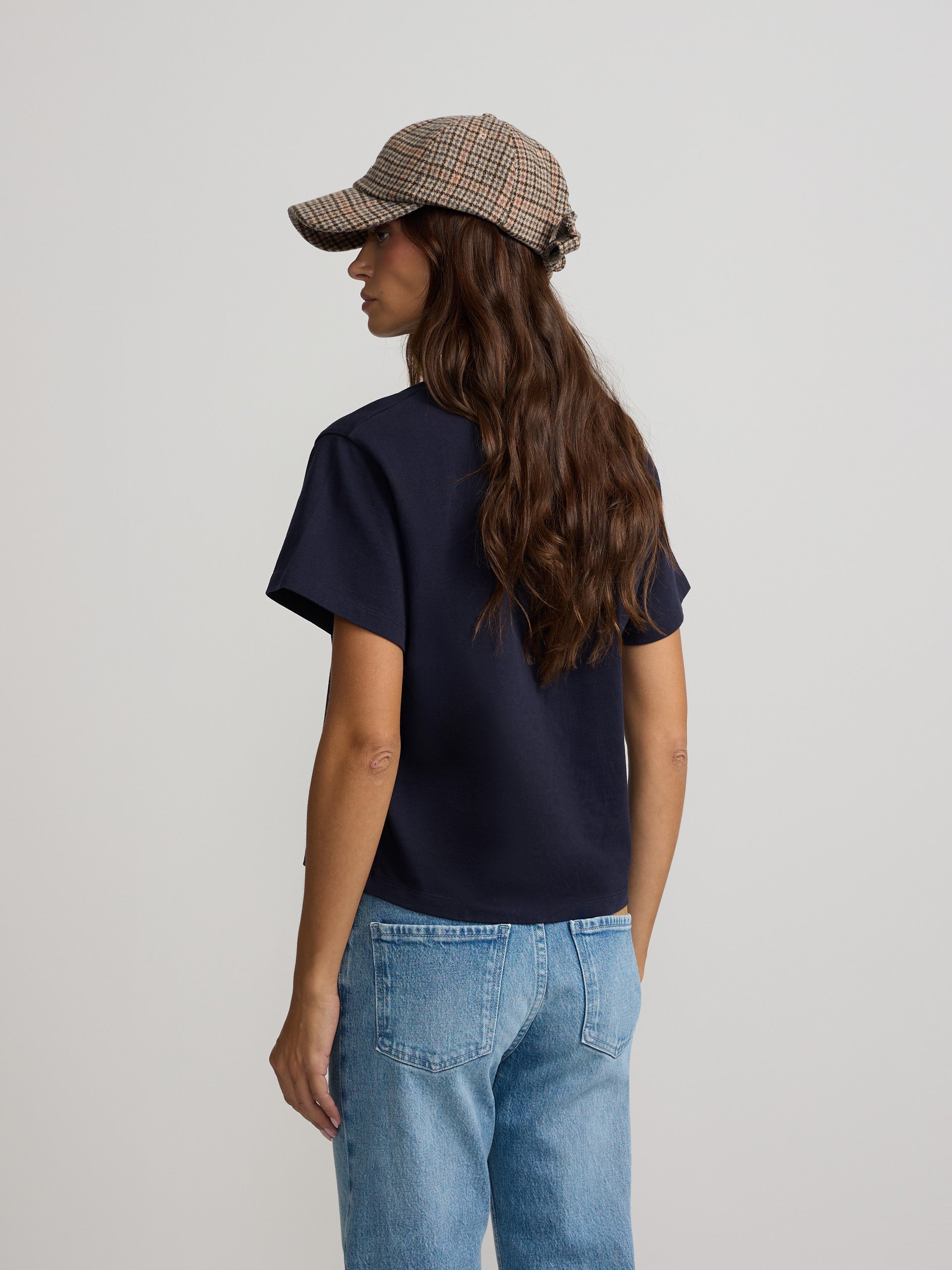 Women's navy blue Silbon patch t-shirt