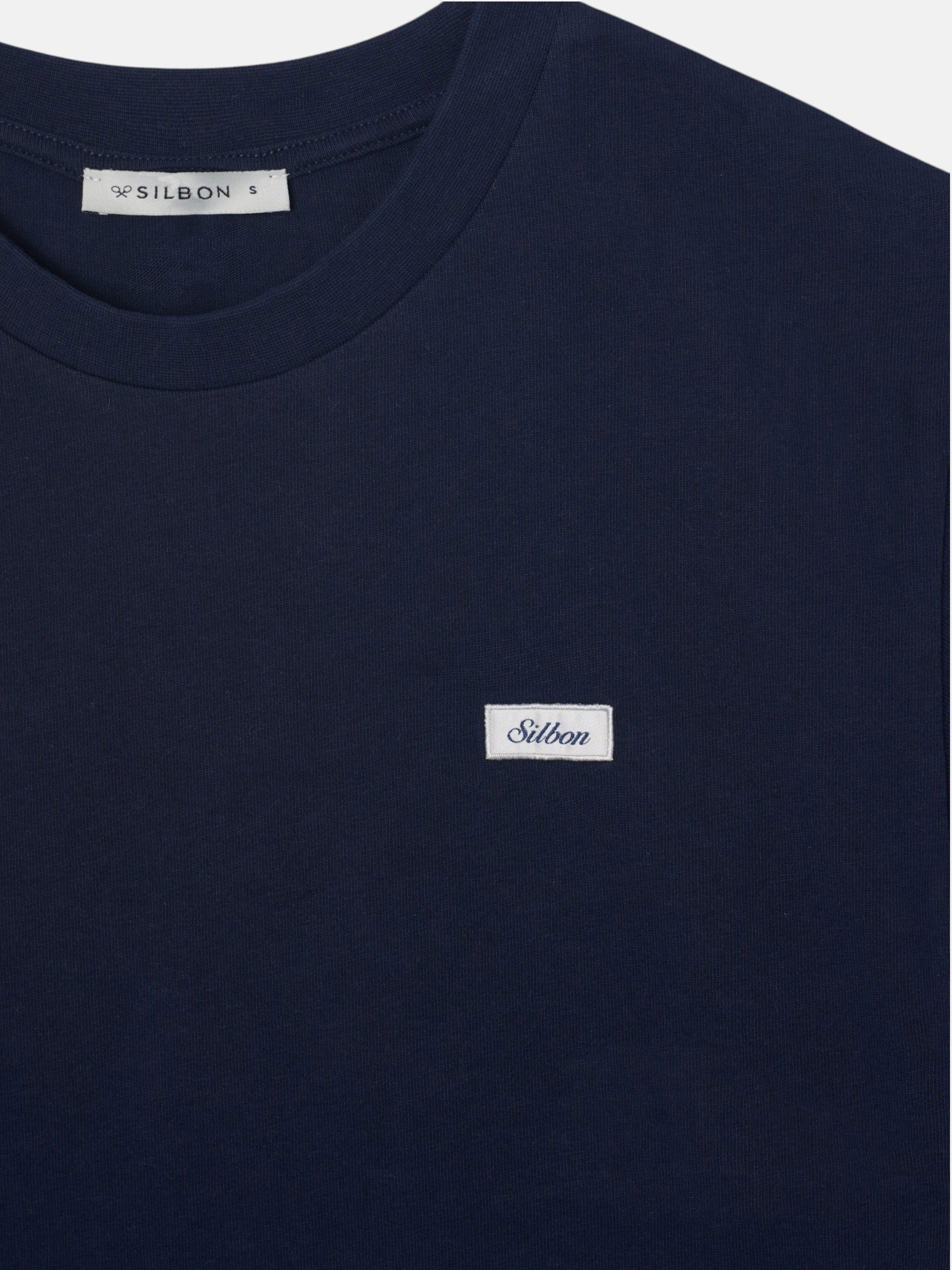 Camiseta mulher com emblema silbon azul-marinho