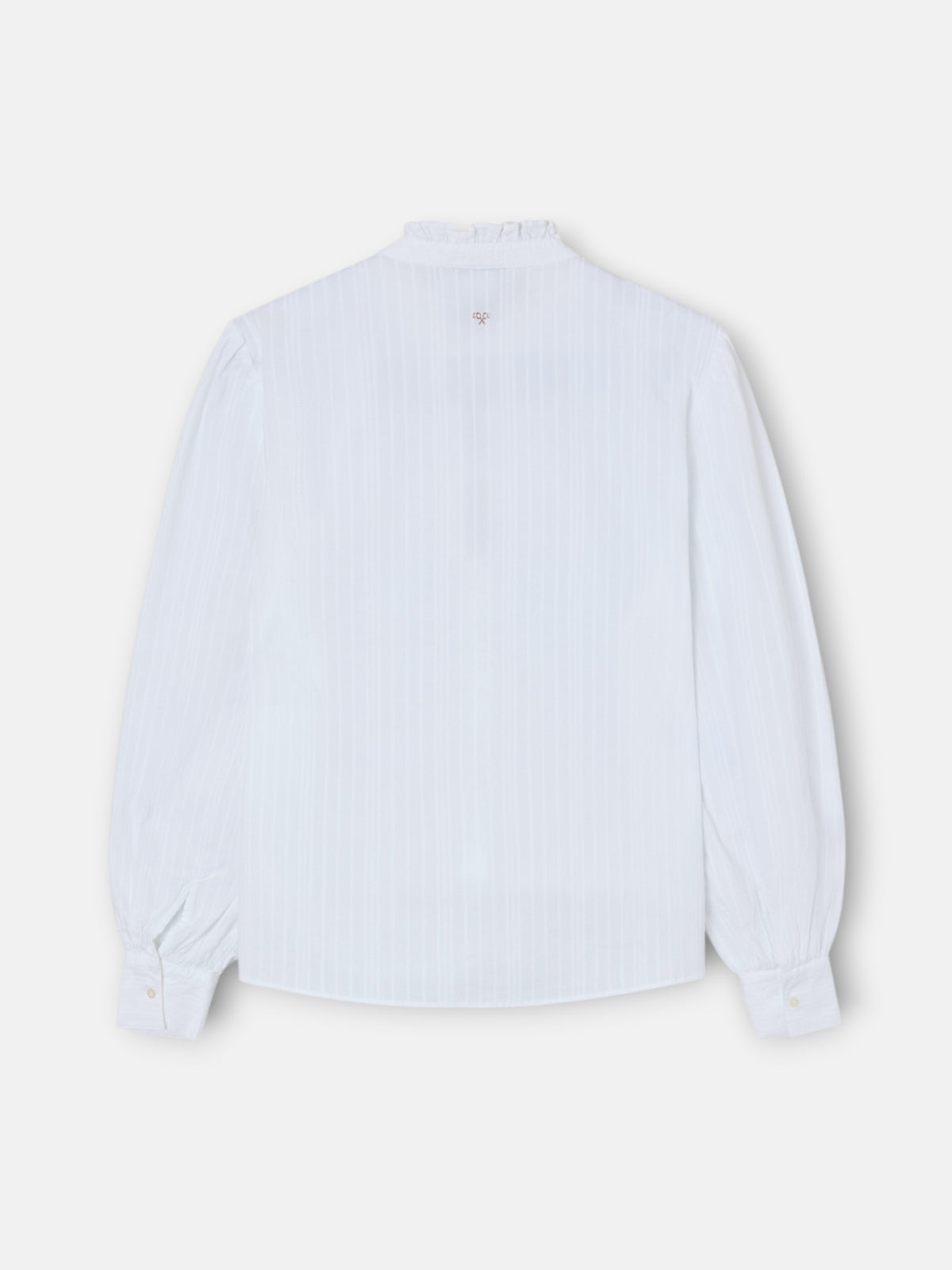 Camisa cuello alto lazos blanca