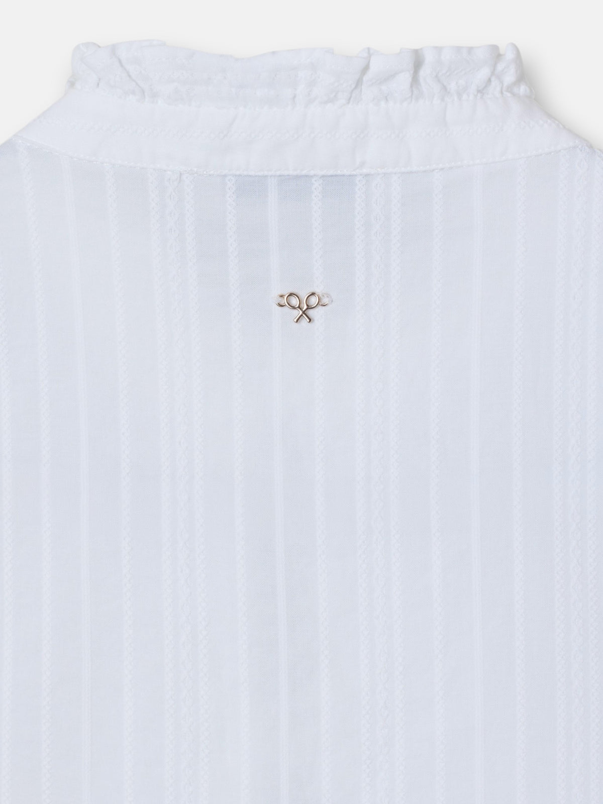Camisa cuello alto lazos blanca