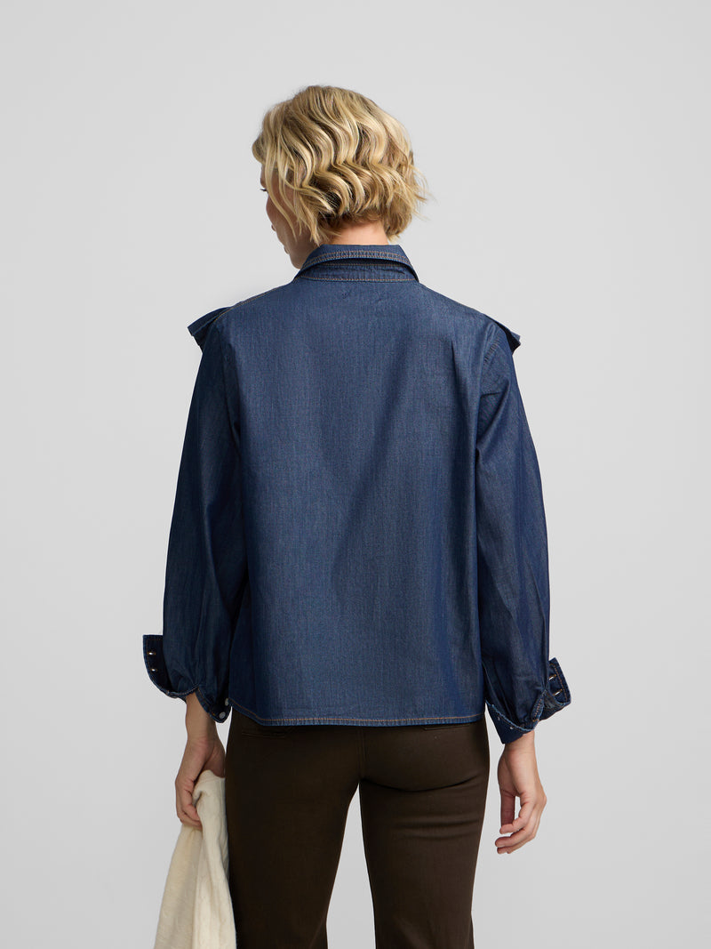 Camisa volantes denim azul