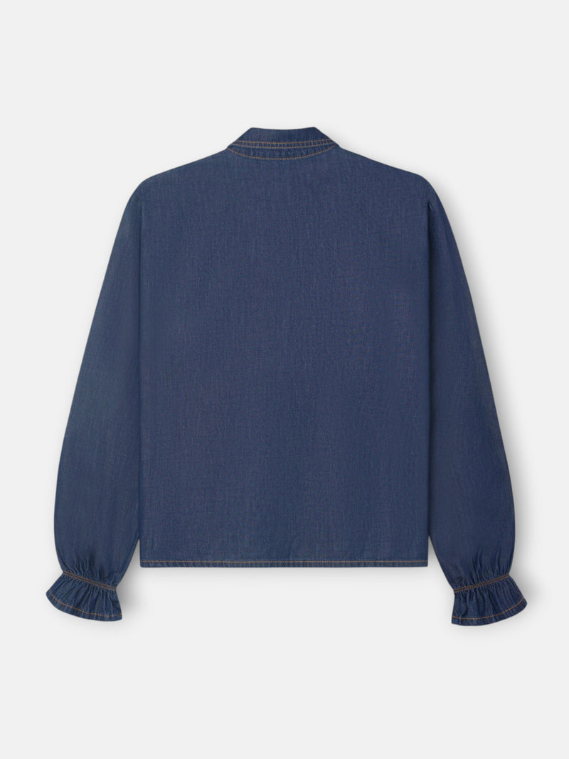 Camisa volantes denim azul