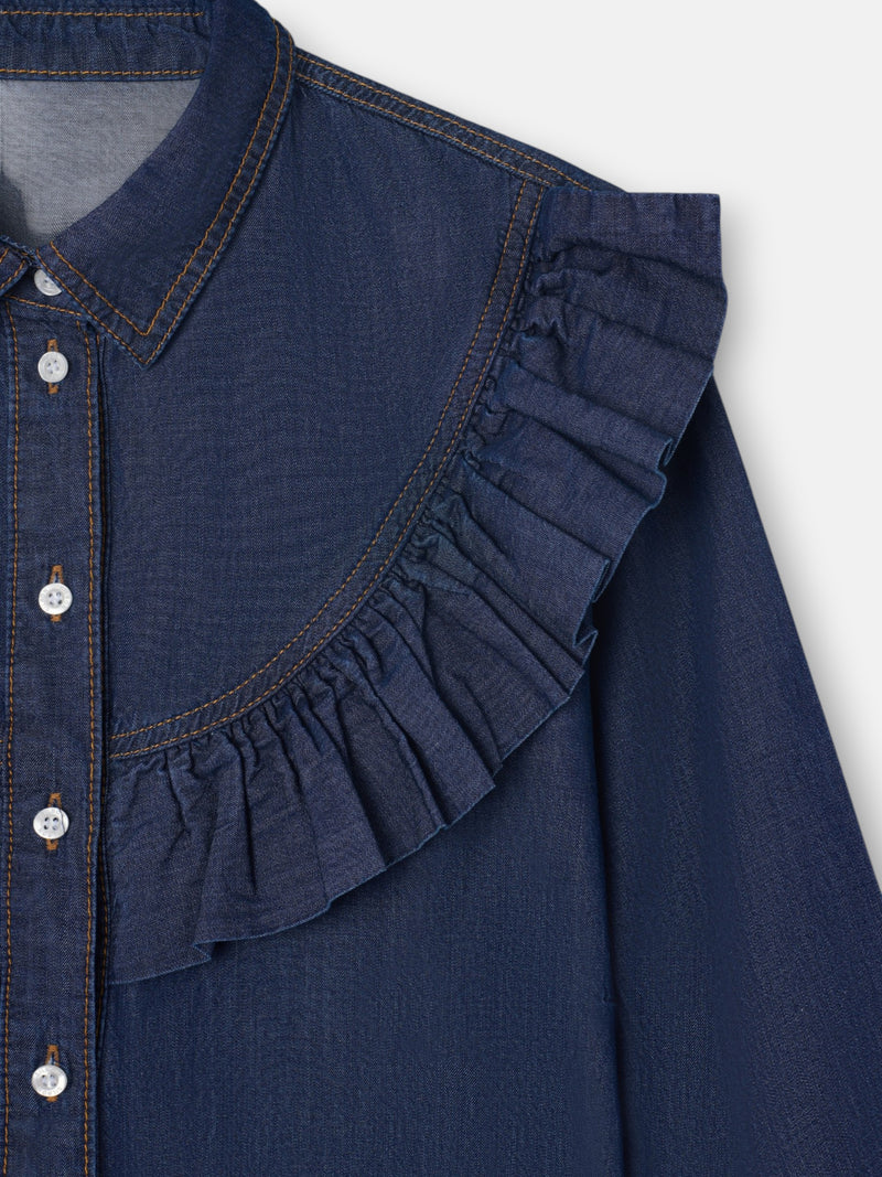 Camisa volantes denim azul