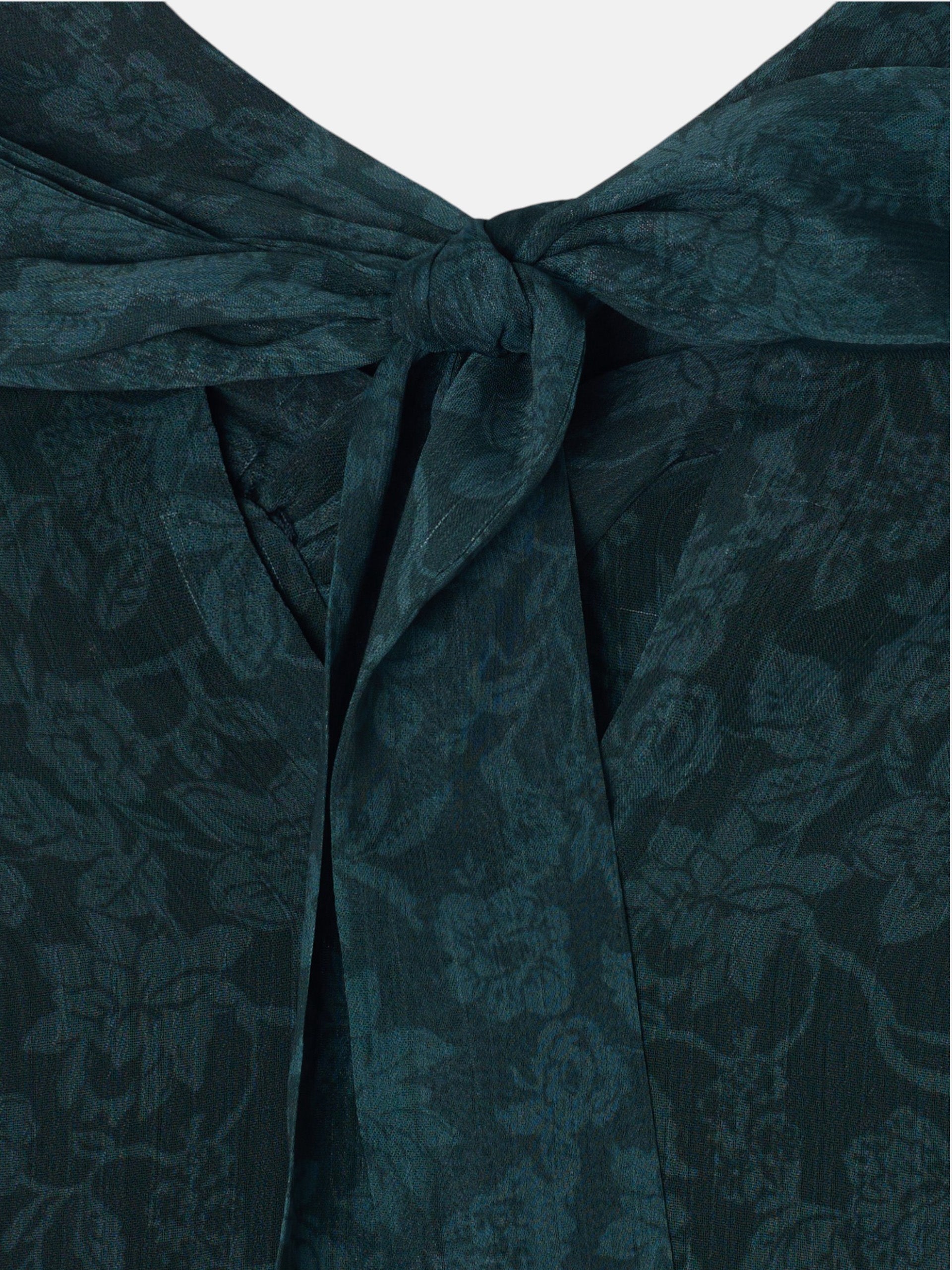 Blusa tira cuello estampado flores verde