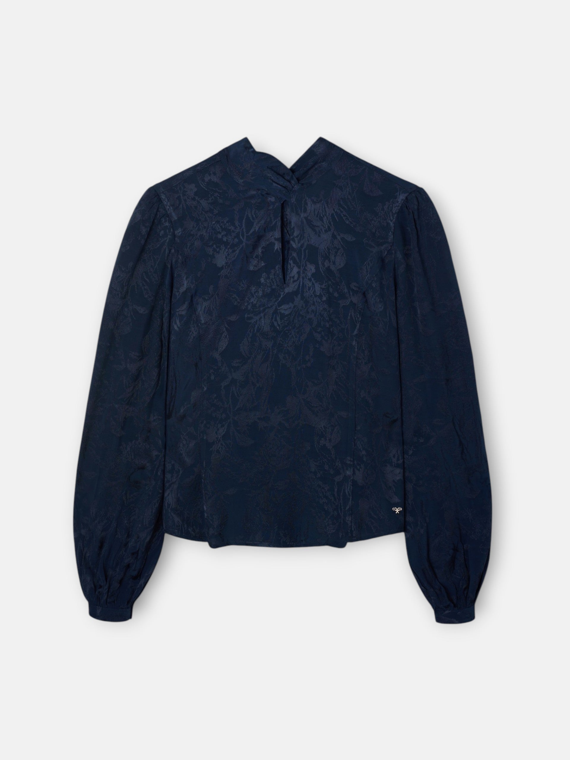 Blusa tira cuello jacquard azul