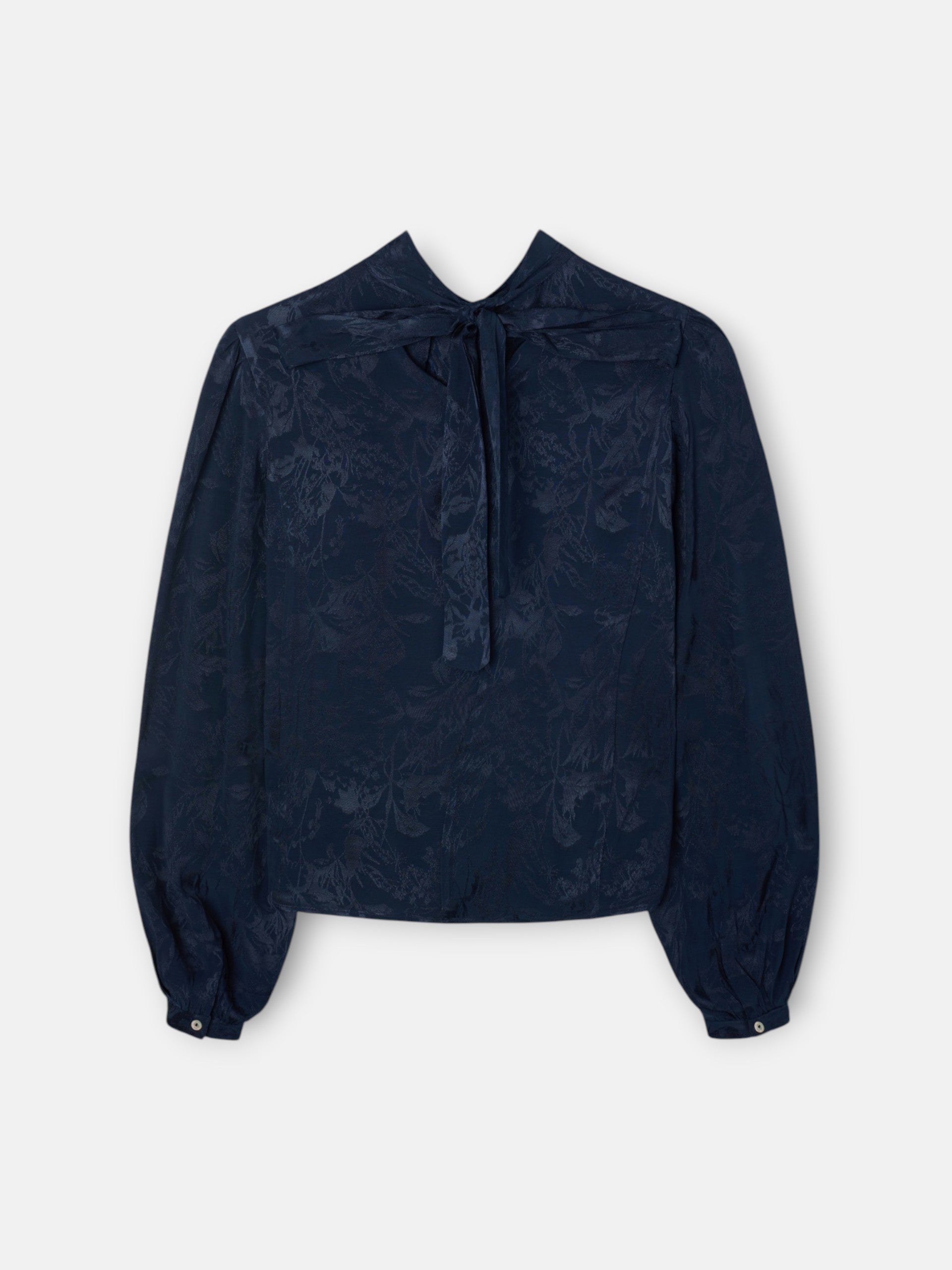 Blusa tira cuello jacquard azul