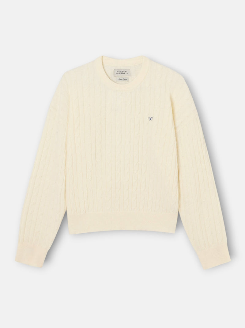 Jersey ochos cuello redondo crudo