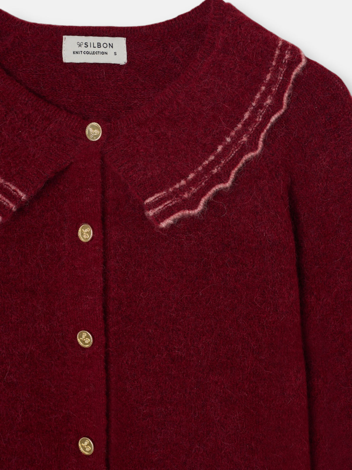 Cardigan cuello bobo granate