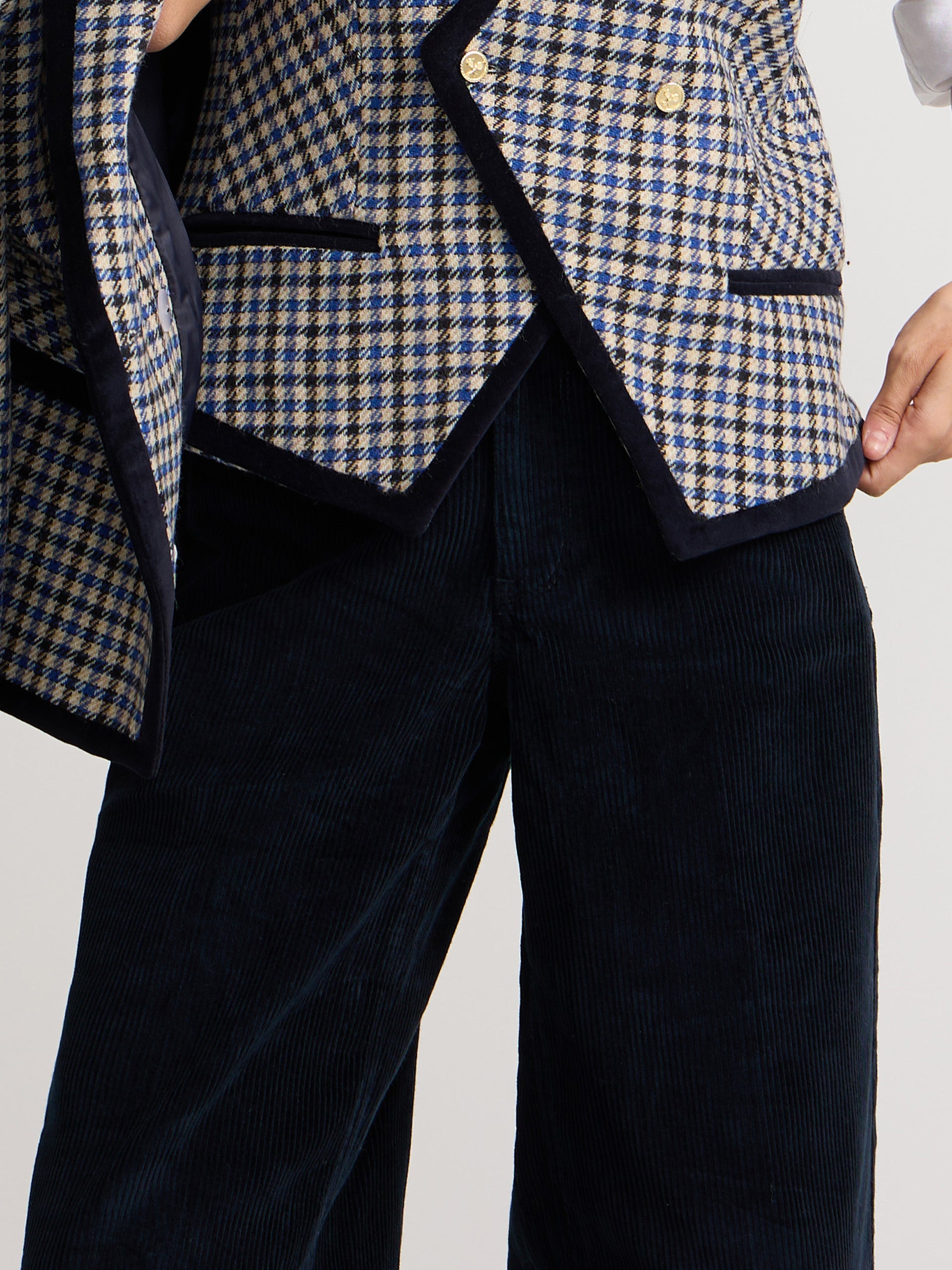 Pantalon wide leg pana azul marino