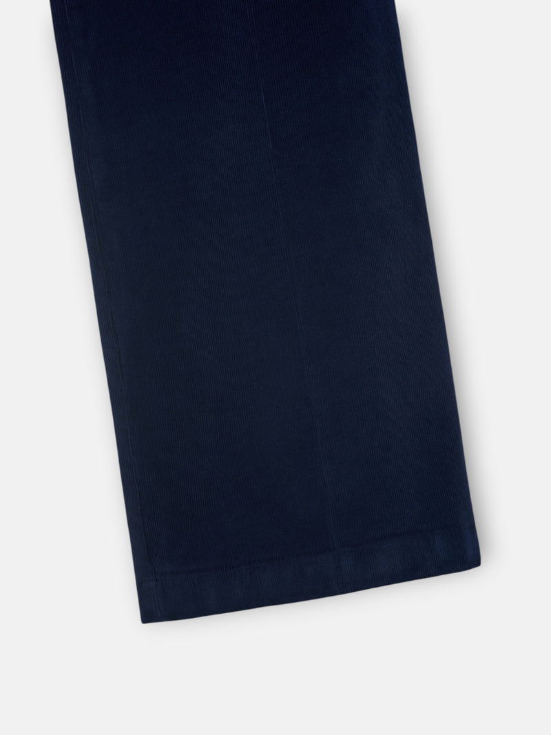 Pantalon large en velours côtelé bleu marine