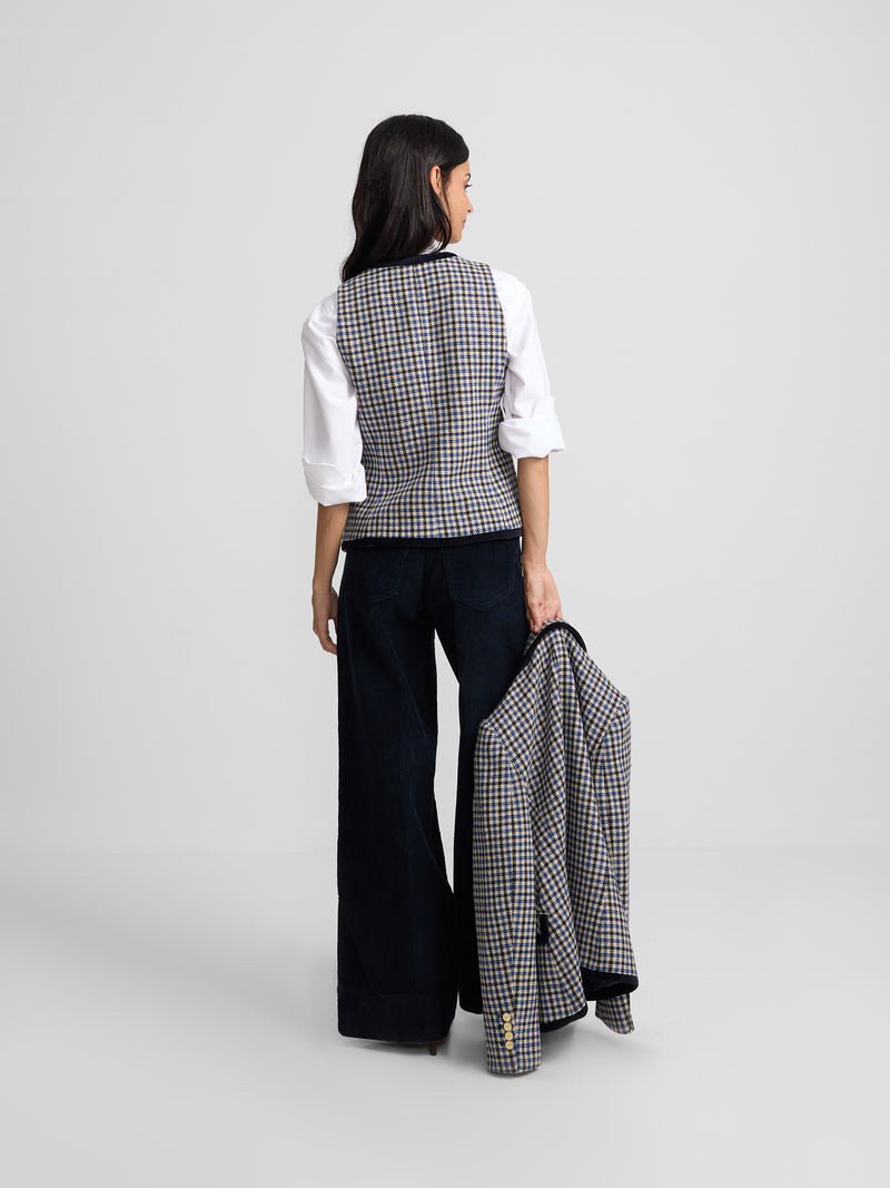 Pantalon large en velours côtelé bleu marine