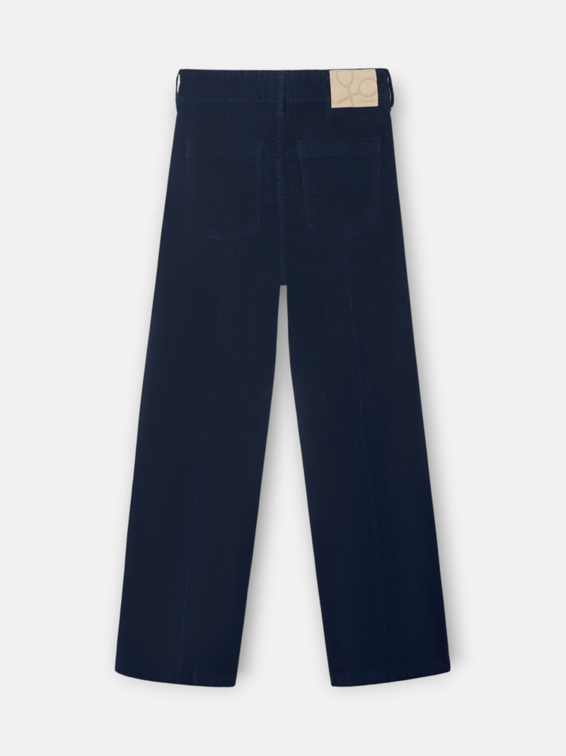 Pantalon large en velours côtelé bleu marine