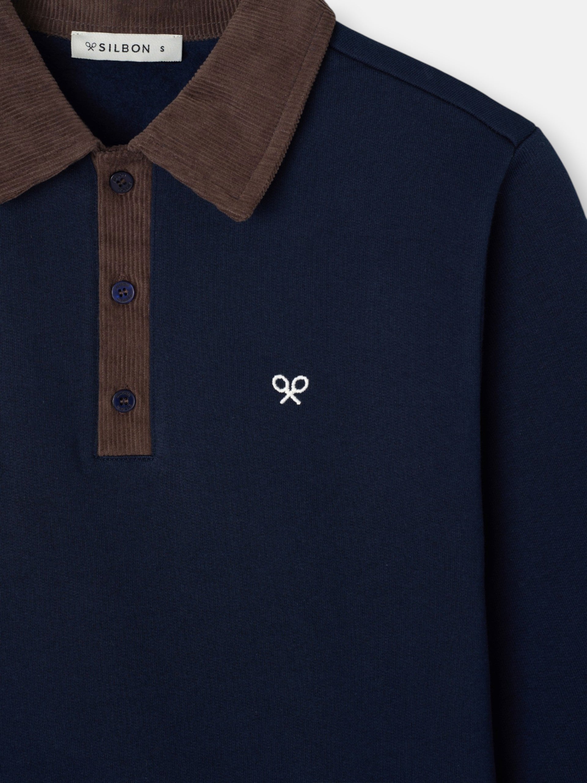 Sudadera woman cuello polo pana azul marino