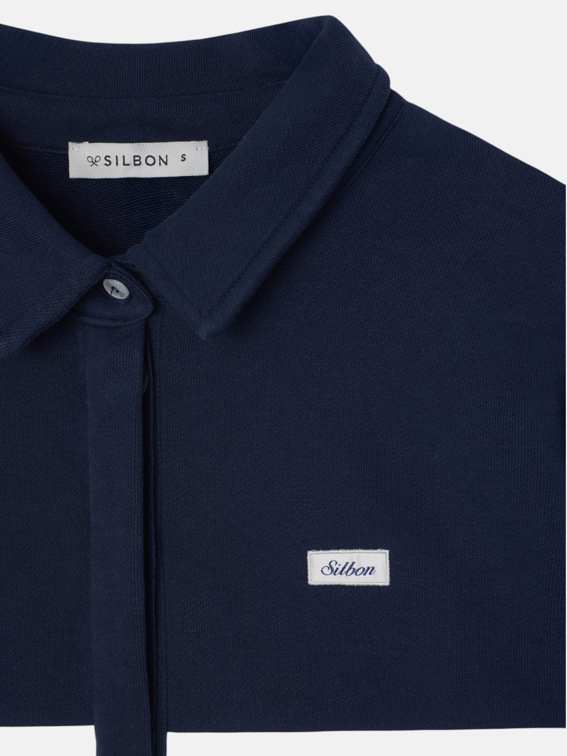 Sudadera woman cuello polo rayas azul marino