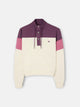 Sudadera woman tricolor cuello botones rosa y crudo