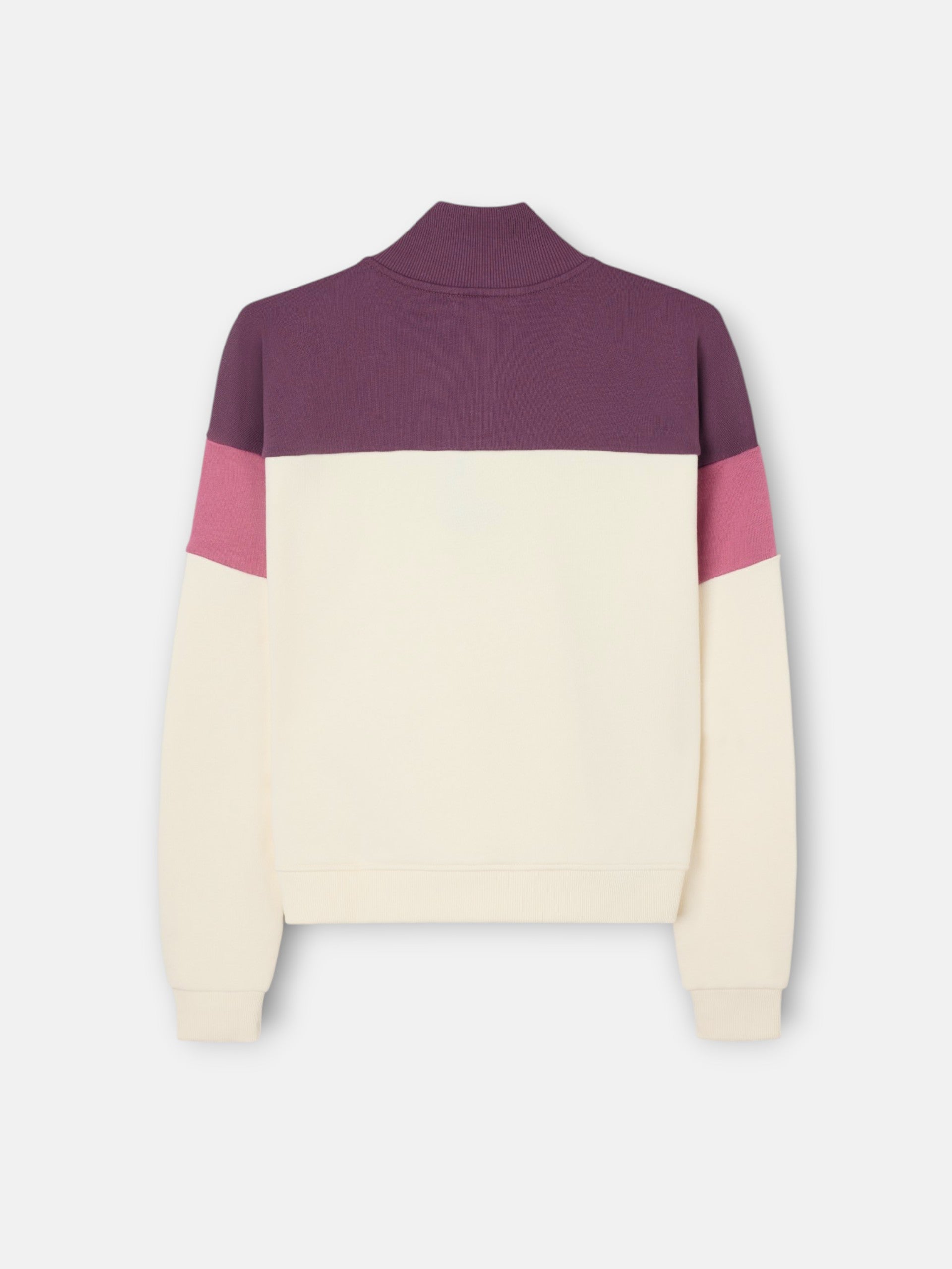 Sudadera woman tricolor cuello botones rosa y crudo