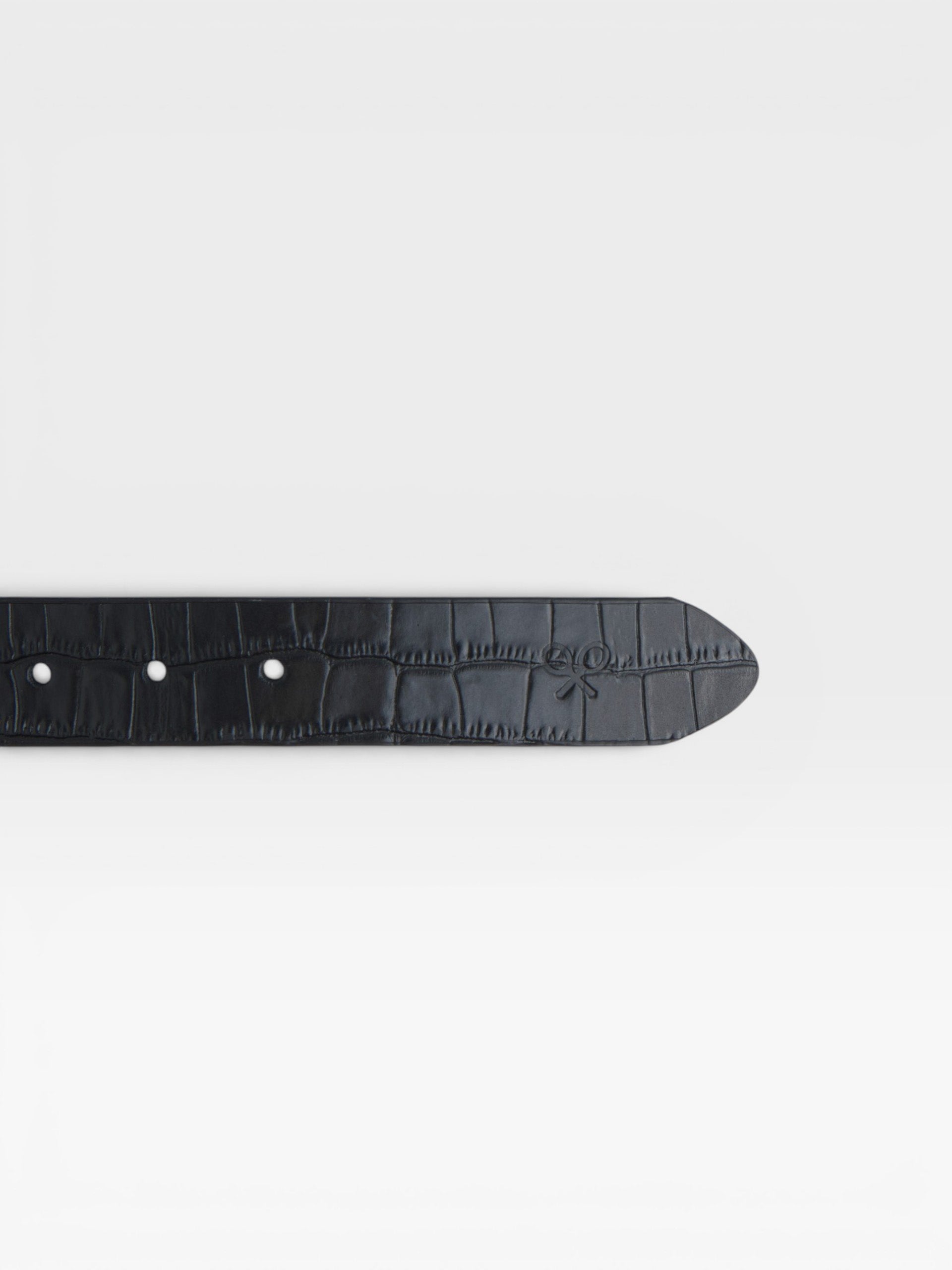 Black coco leather belt with tortoiseshell buckle
